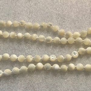 Vintage Mother of Pearl Necklace Iridescent 8mm Beads Knotted 32 Inch